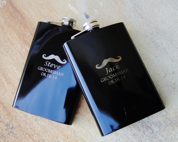mustache groomsmen flasks - Best Groomsmen Gifts