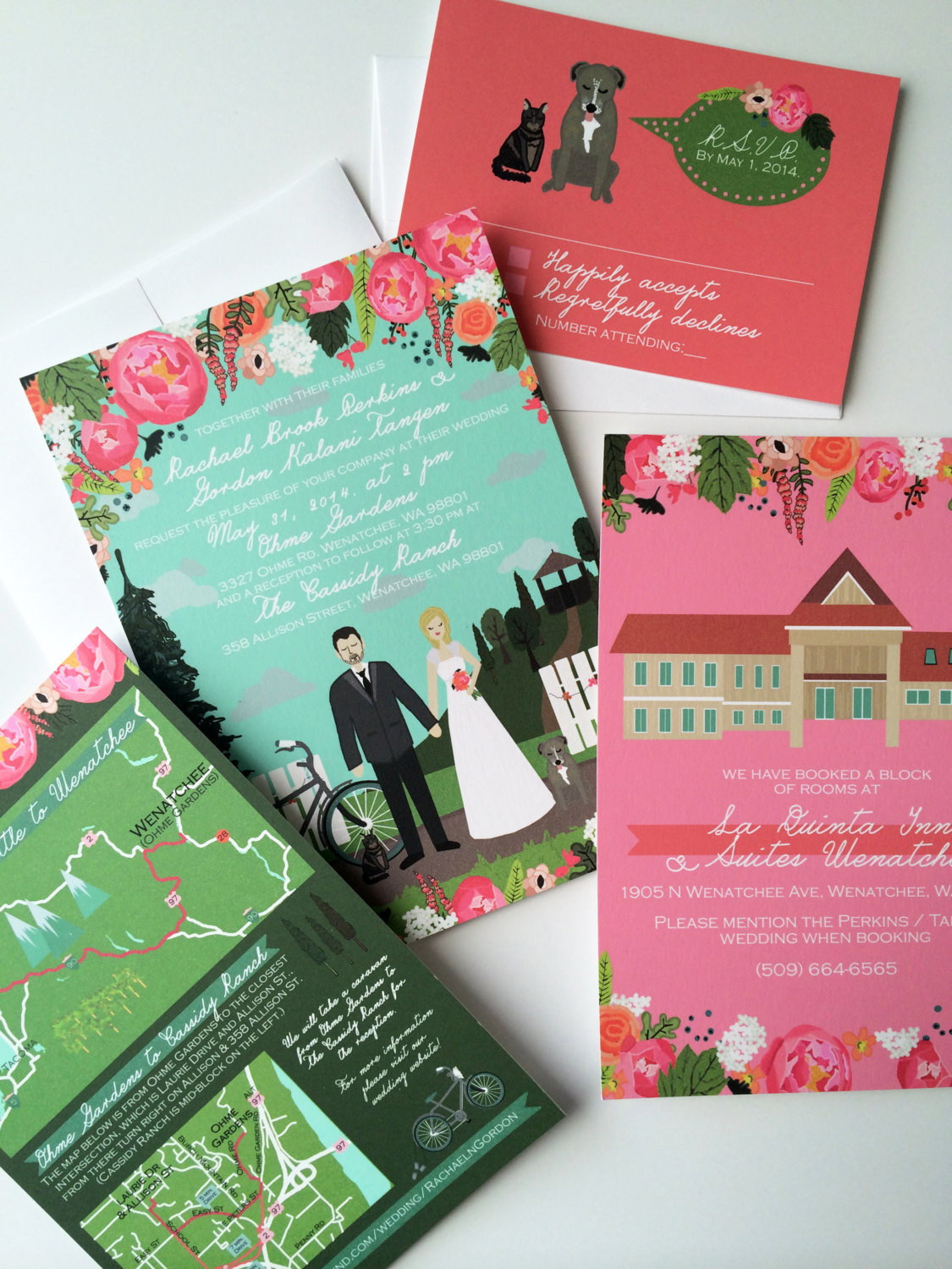 illustrated wedding invites | return address invitations