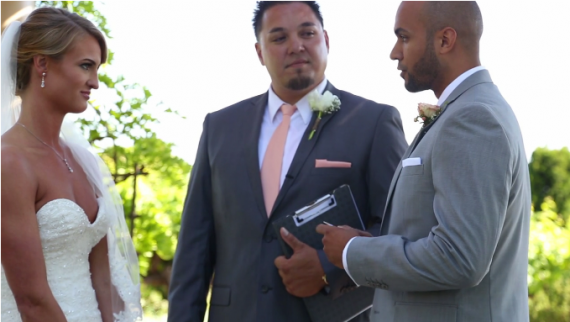 groom reads bride wedding vows
