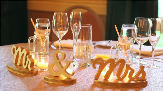 Mr. and Mrs. wedding table decor