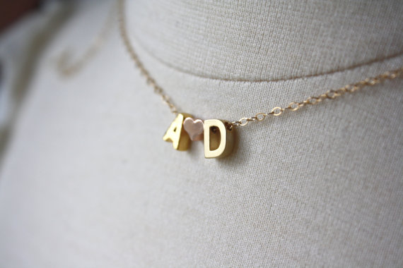 Initial Necklace with Heart
