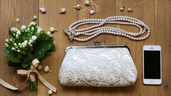 ivory bridal lace purse