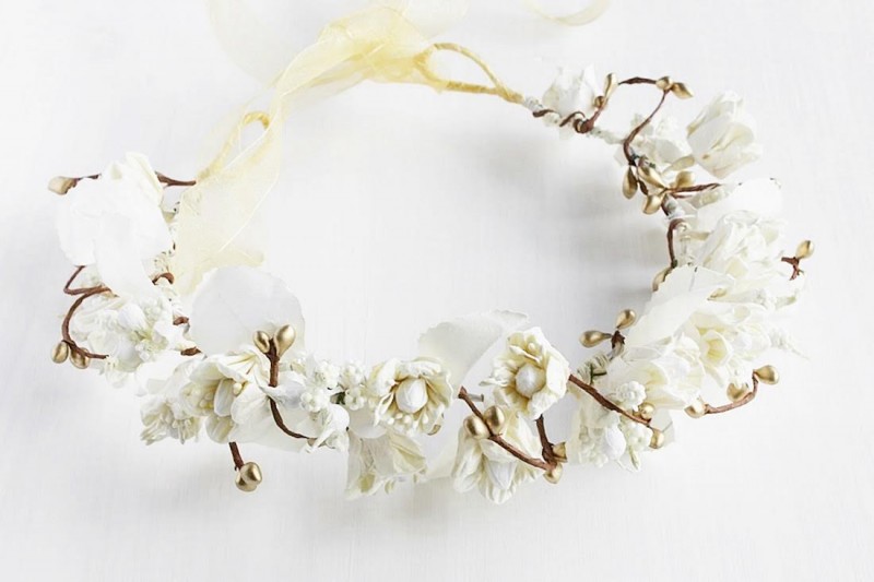 Ivory & Cream | Flower Girl Hair Crowns | https://emmalinebride.com/flower-girl/hair-crowns/