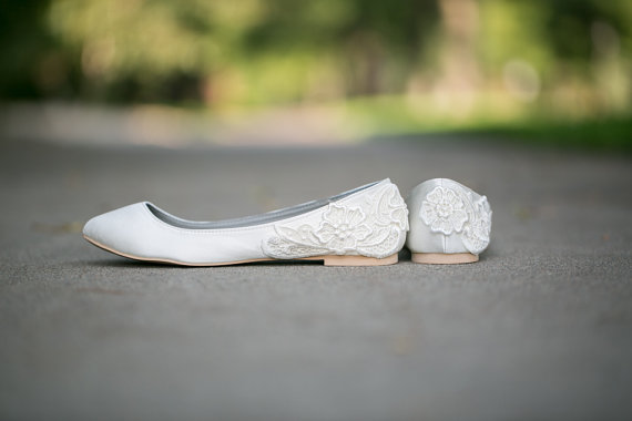 ivory wedding flats with lace