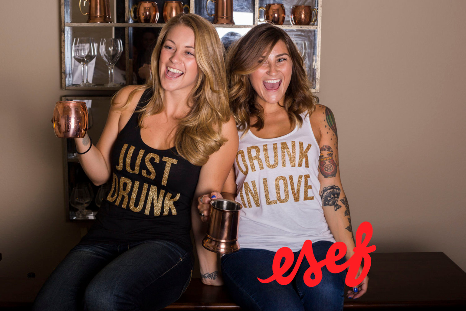 just drunk drunk in love bachelorette party tanks by esf apparel | fun bachelorette party ideas | https://emmalinebride.com/planning/fun-bachelorette-party-ideas/