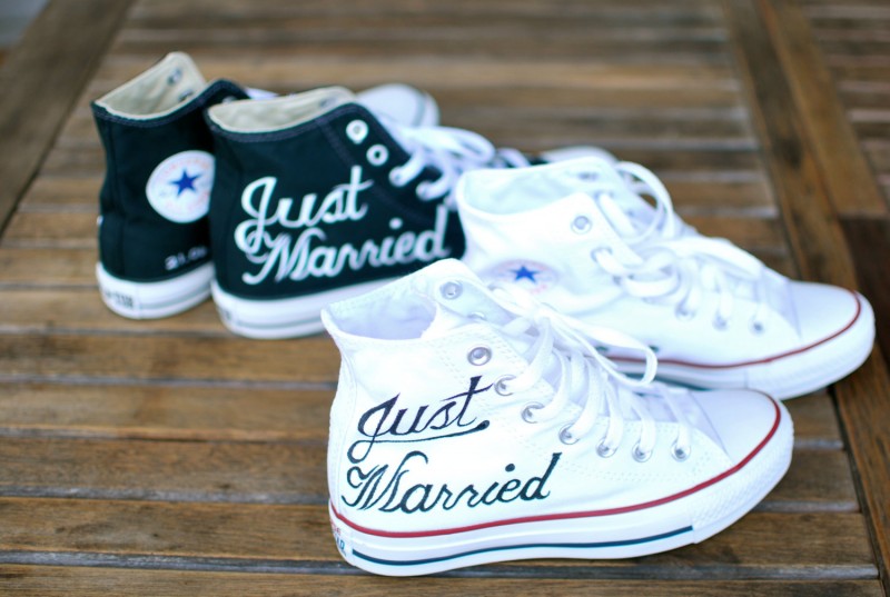 just married converse chucks by b street shoes