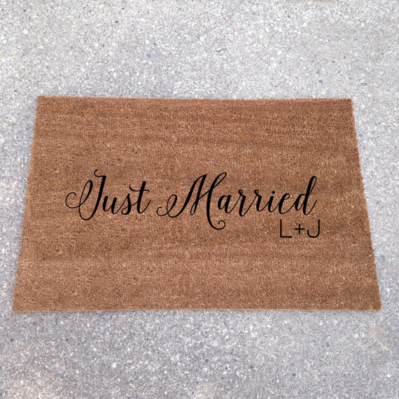 just married - custom doormats etsy collection from LoRustique | https://emmalinebride.com/gifts/custom-doormats-etsy/
