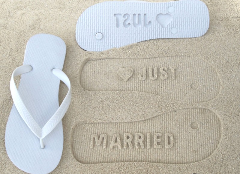 just married flip flops