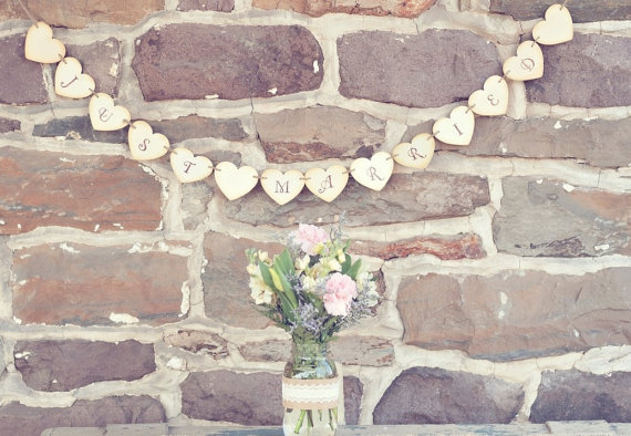 just married wood banner