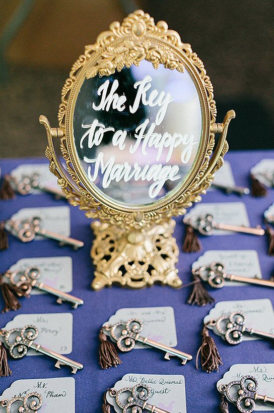 key to happy marriage place cards