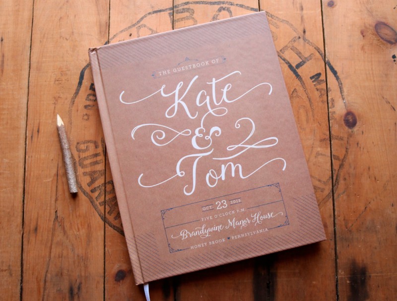 kraft brown and white guest book by paper street press