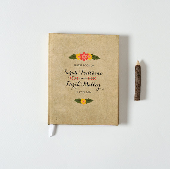 Kraft Wedding Ideas That Work (via EmmalineBride.com) - kraft guest book by crafty pie