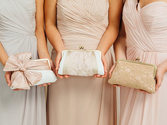blush classic bow clutch - bridesmaid clutches