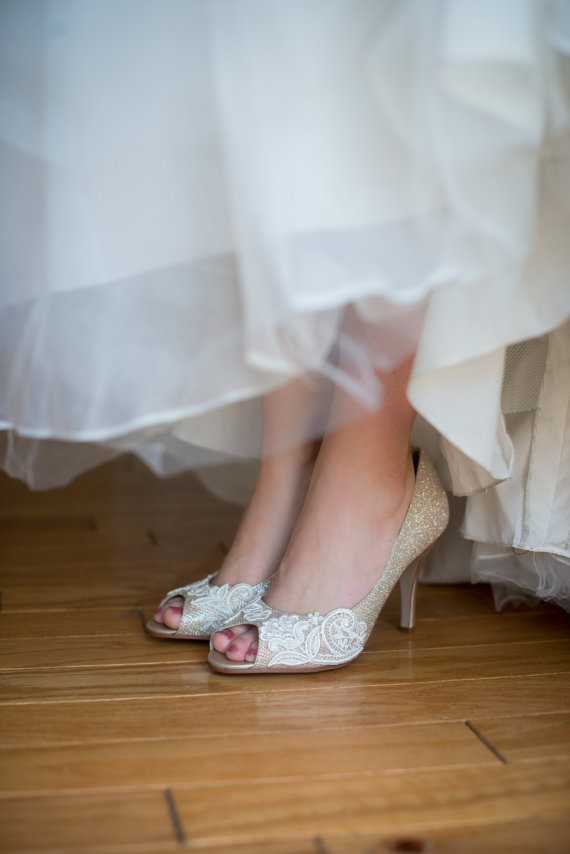 Lace Wedding Shoes | Becca & Louise via EmmalineBride.com