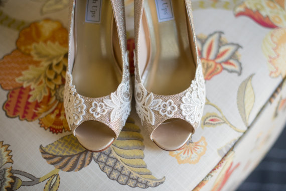 Lace Wedding Heels with Peep Toe | Becca & Louise via EmmalineBride.com