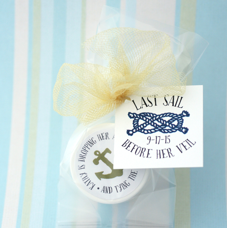 last sail before the veil | lip balm shower favor by The Favor Stylist | https://emmalinebride.com/favors/lip-balm-shower-favor/