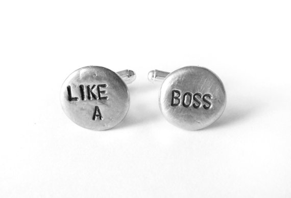like a boss | Custom Cufflinks Groomsmen Gifts | via EmmalineBride.com