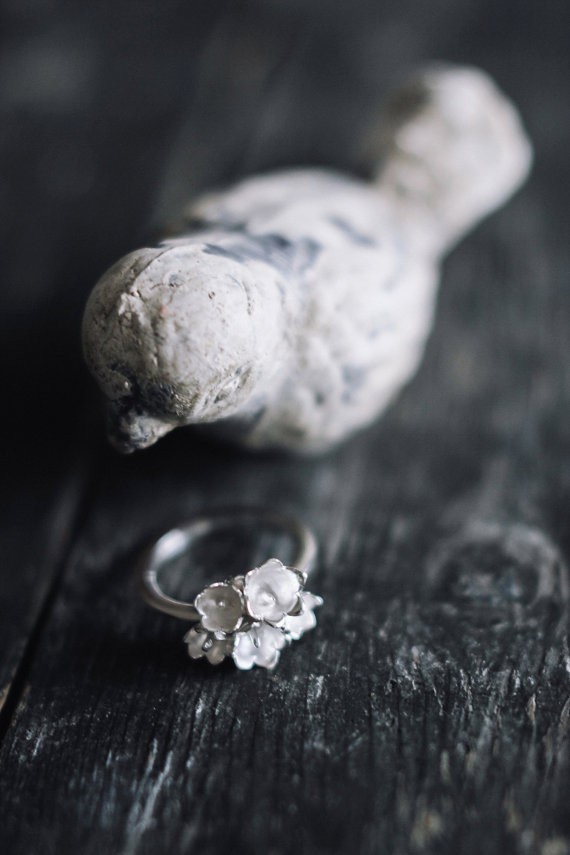 Stylish flower inspired rings, like this one, makes a great gift for the bride or bridesmaids. By The Manerovs Workshop. http://emmalinebride.com/bridesmaids/flower-inspired-rings/