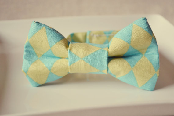 lime green blue bow tie