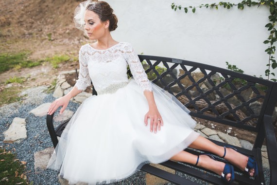 long sleeve lace tulle skirt