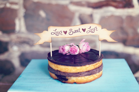 8 Fresh Rustic Wedding Decor Ideas - love sweet love cake topper (by PNZ Designs, photo: Melania Marta Photography)