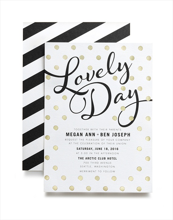 Lovely Day foil invitation - Wedding Stationery Trends 2014 via EmmalineBride.com