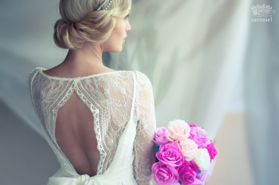 low rolled updo wedding hairstyle