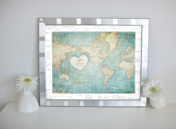 wedding gift ideas from a to z - map print by inspired art prints