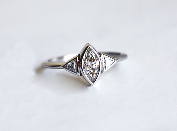 marquise diamond engagement ring | Best Engagement Rings Etsy | via https://emmalinebride.com/jewelry/40-best-handmade-rings-ever/‎
