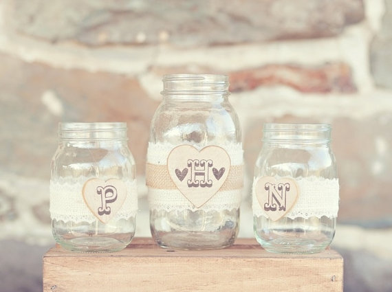 8 Fresh Rustic Wedding Decor Ideas - mason jar unity set (by PNZ Designs, photo: Melania Marta Photography)