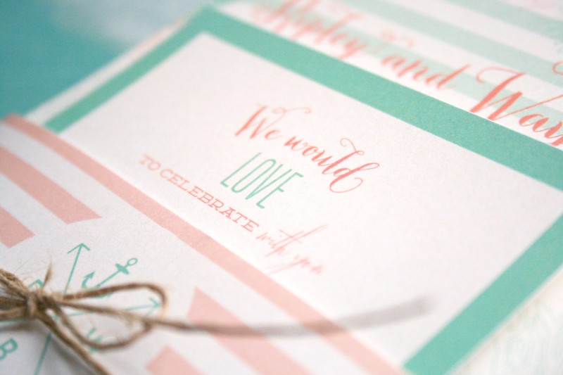 mint and coral invitations | Coral and Mint Wedding https://emmalinebride.com/color/coral-and-mint-wedding/