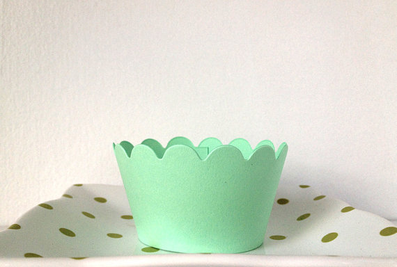 Wedding Cupcake Ideas: mint green wedding cupcake wrappers (by Lasso'd Moon)