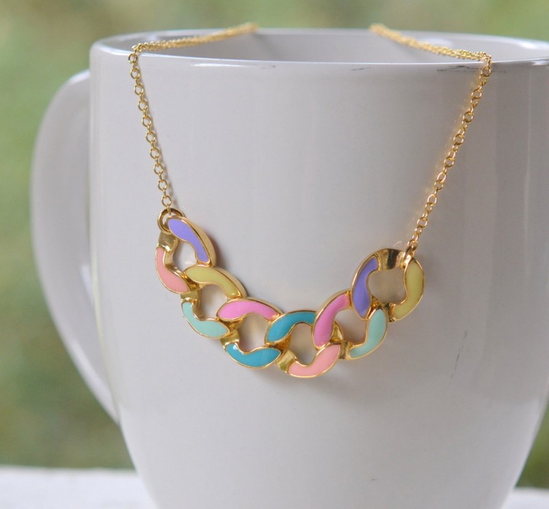 modern colorful chain necklace