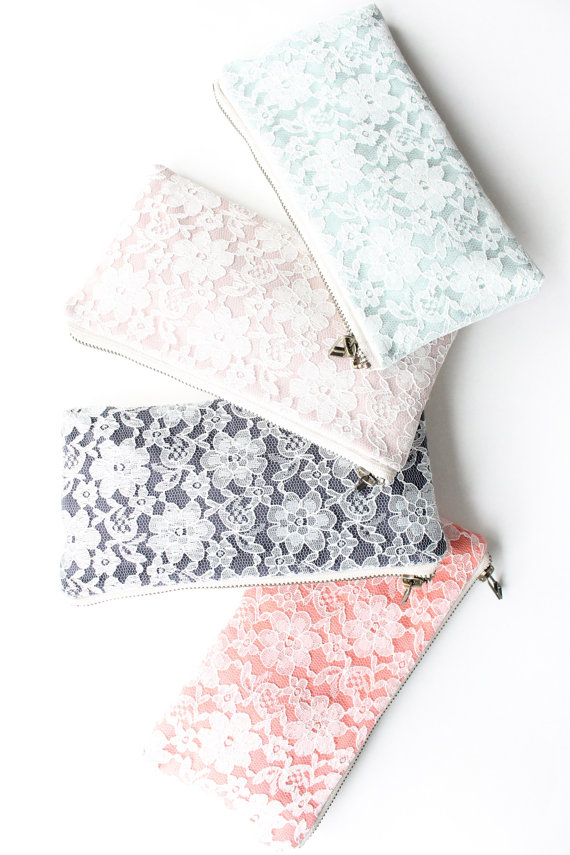 modern lace clutch purses (by allisa jacobs) via emmalinebride.com