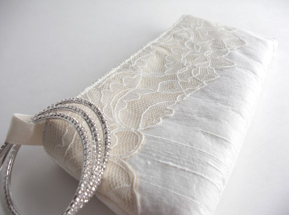 wedding wristlet - modern lacy bridal bag