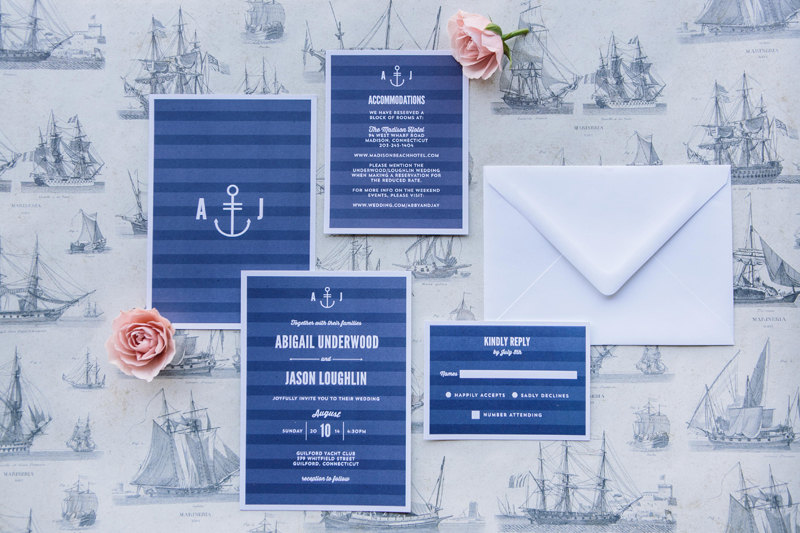 Modern Nautical Wedding Invitations by Crafty Pie Press | via https://emmalinebride.com/invites/nautical-wedding-invitations/