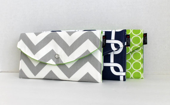 Modern Navy and Lime Mismatched Clutches - pick a purse each bridesmaid will love in a particular color with her own unique pattern or print.