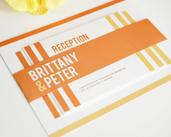 modern wedding invitations in orange