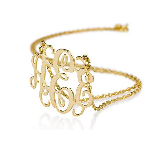 20 Valentines Day Gift Ideas - monogram necklace gold