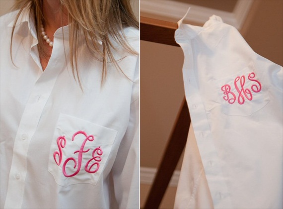 Bridesmaid Getting Ready Outfit Ideas: Monogrammed Shirts (by Memento)