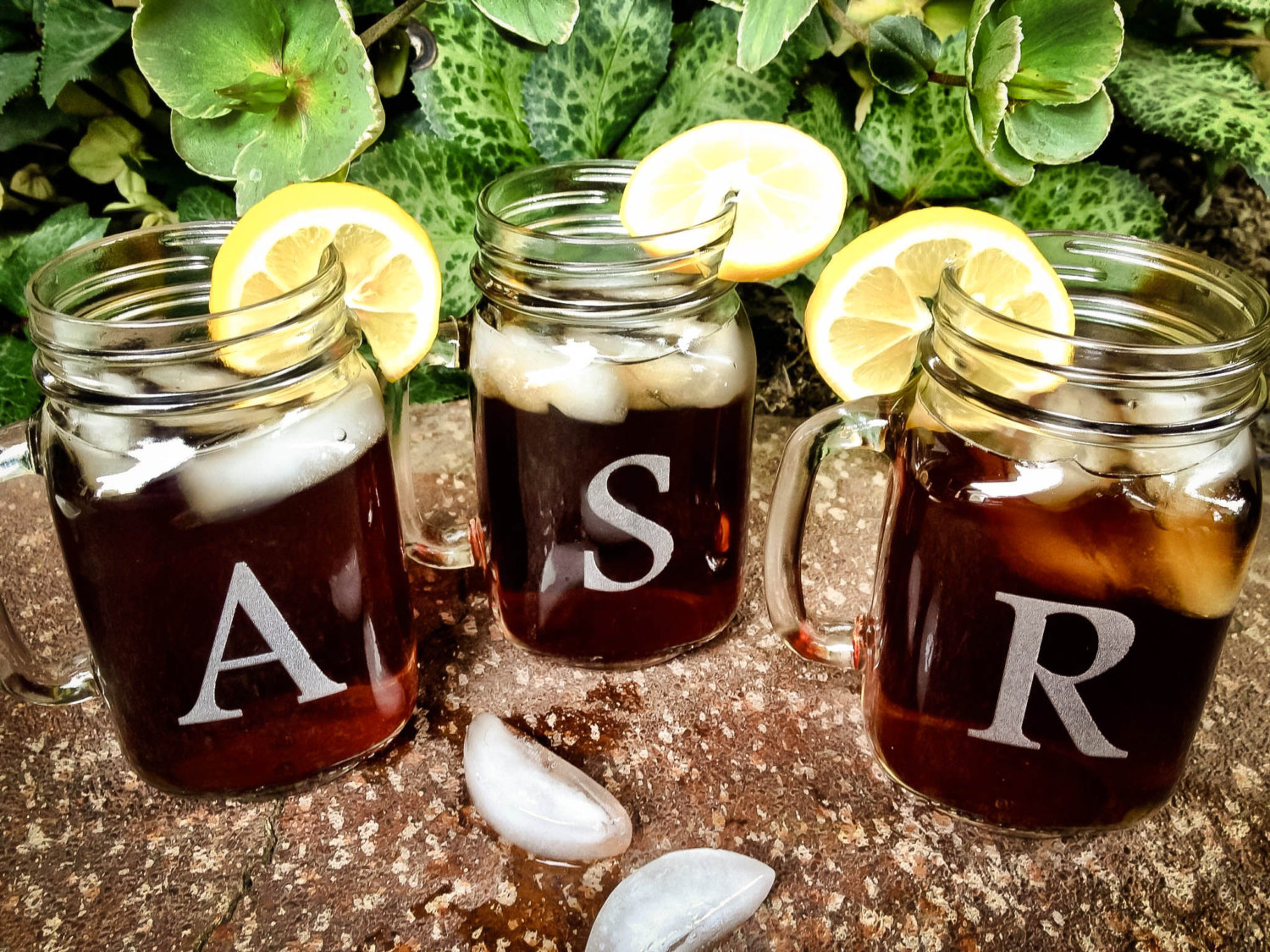 monogrammed mason jars | mason jar ideas weddings