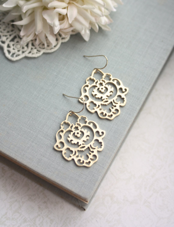 gold filigree earrings - Moroccan Wedding Jewelry by Marolsha