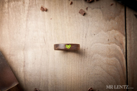 moss wedding ring heart - Wood Wedding Rings