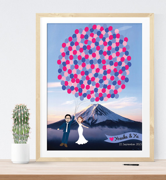 mountain inspired wedding guest book print | 21 Unique Themed Guest Book Alternatives via https://emmalinebride.com/reception/themed-guest-book-alternatives/
