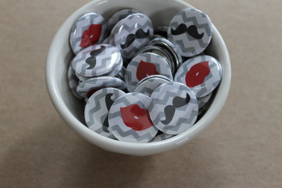 Mustache and Lips Favor Buttons
