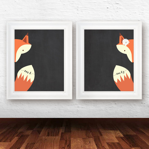 mr and mrs fox art by just a bird printables