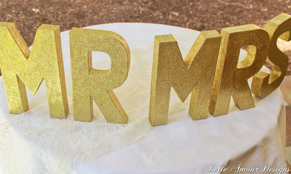 Gold Wedding Inspiration (mr and mrs letters: belle amour designs)
