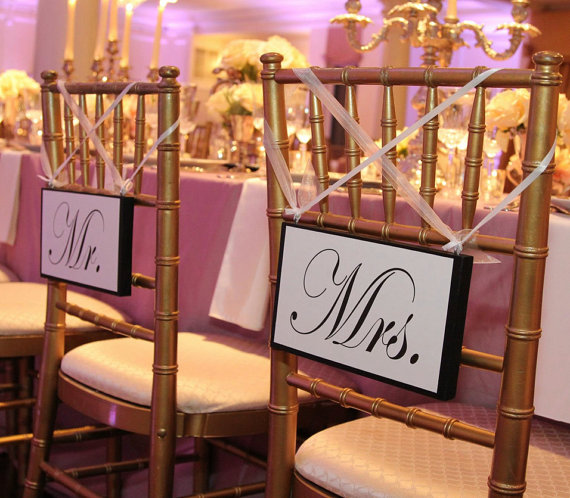 mr mrs wedding chair signs