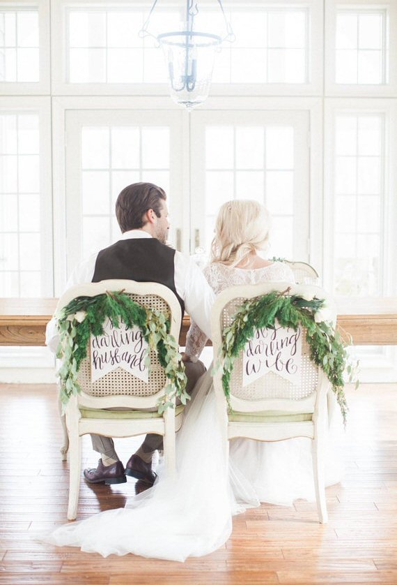 my darling husband my darling wife chair signs | via bride and groom chair signs https://emmalinebride.com/decor/bride-and-groom-chairs/