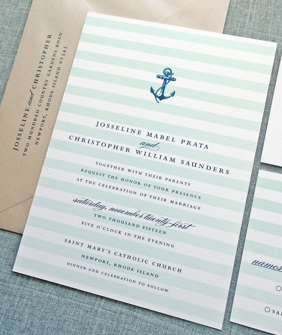nautical wedding invitation - wedding invitation credit + robe giveaway